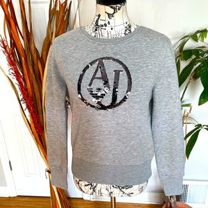 🤍AJ Sequin Double Face Crew jersey Athletic Active Sport Sweater cozy comfy fit